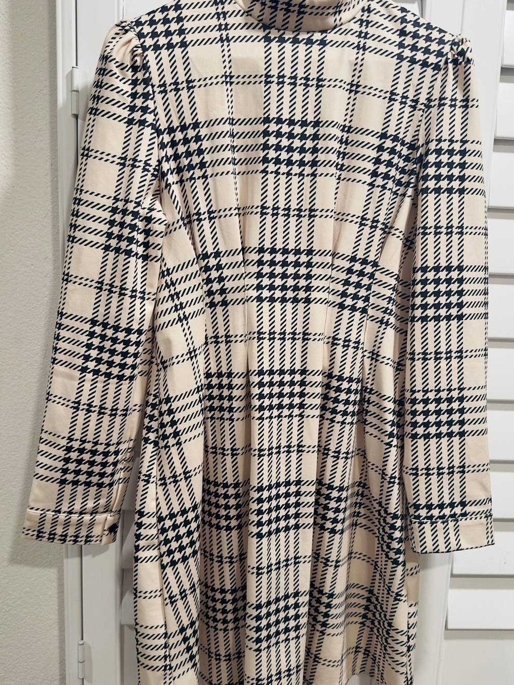 Cream and Black Plaid Maxi Dress with Turtleneck